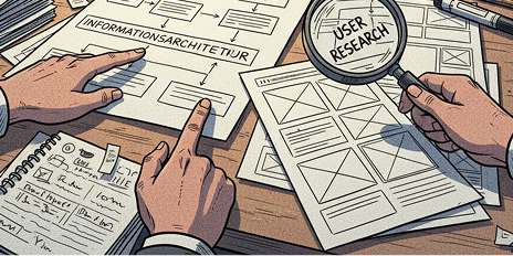 Hands pointing to Wireframes